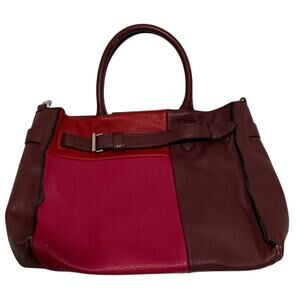 Reed Leather Purse - Red and Burgundy - Top Handle